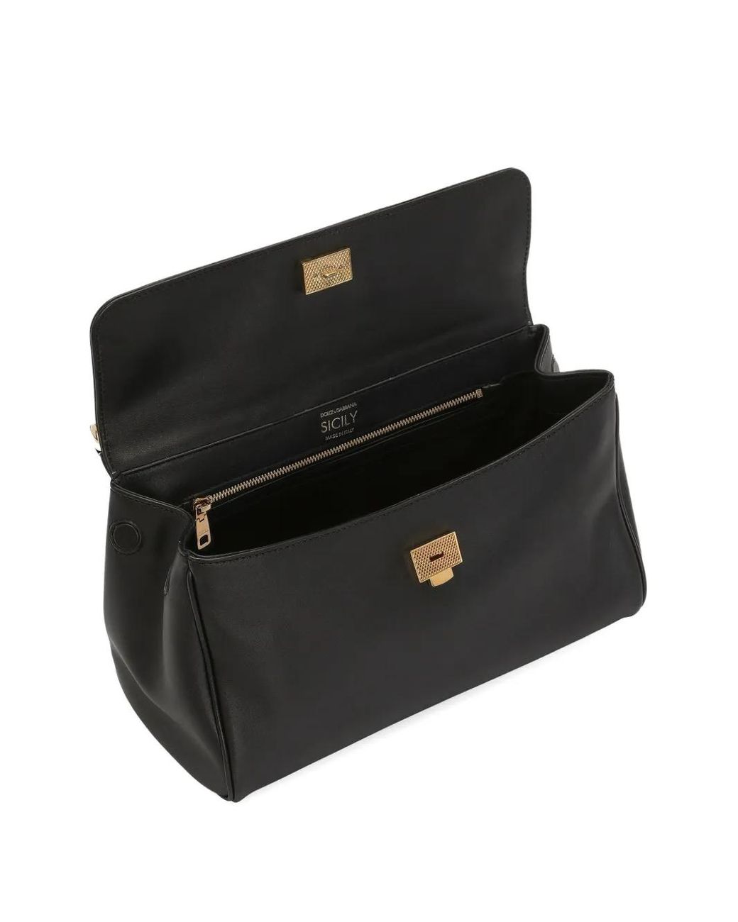 Dolce & Gabbana Black Hand Bag 'my Sicily' In Calf Leather
