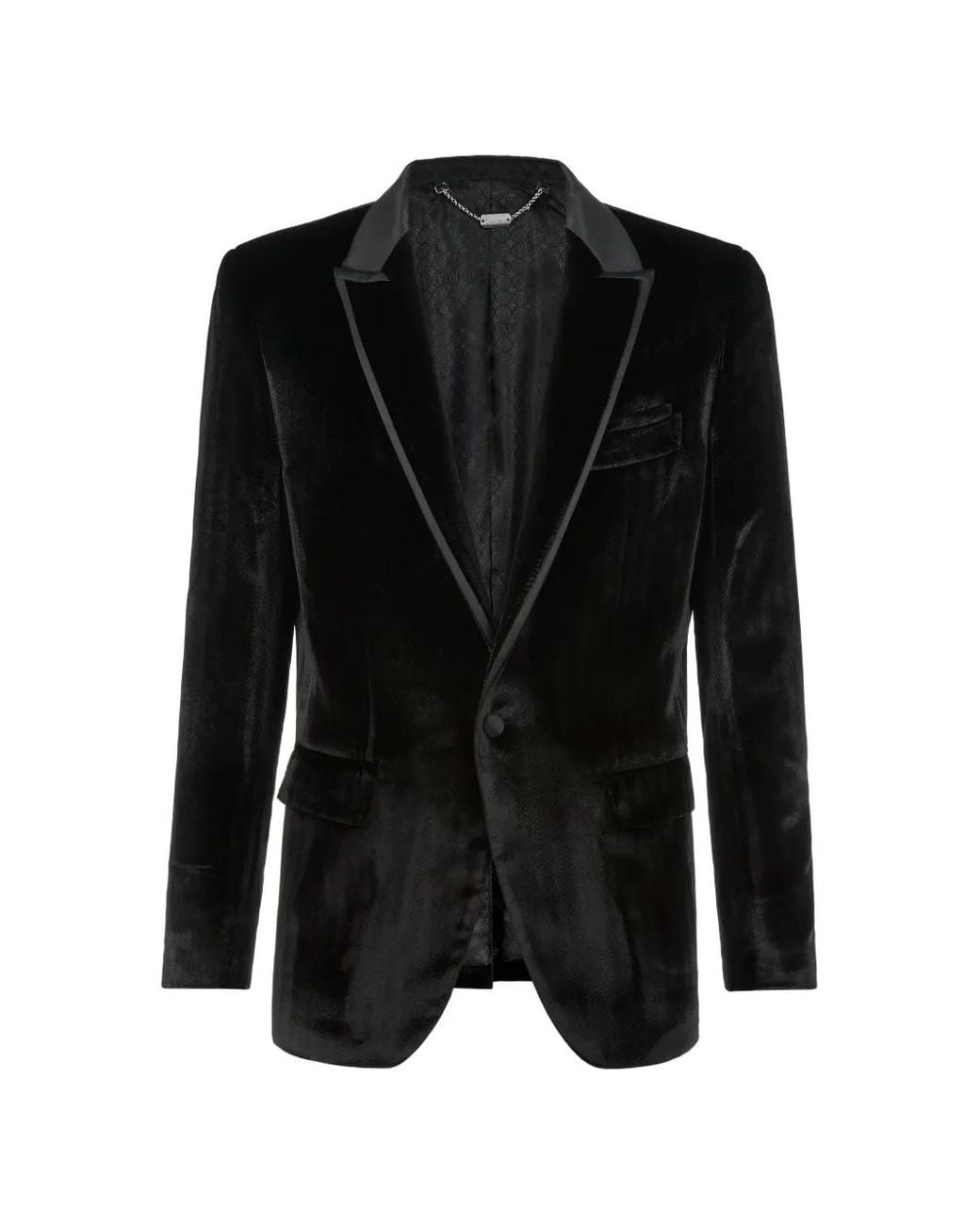 Billionaire Black Elegant Herringbone-Pattern Velvet Blazer for men