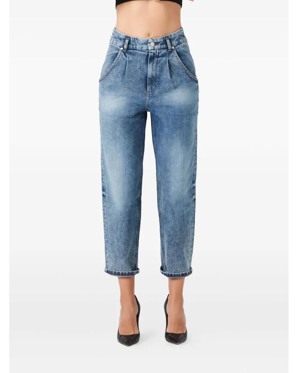No44 Blue Pleated Jeans