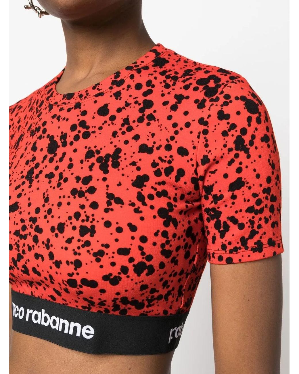 Rabanne Spotted Crop Top Red
