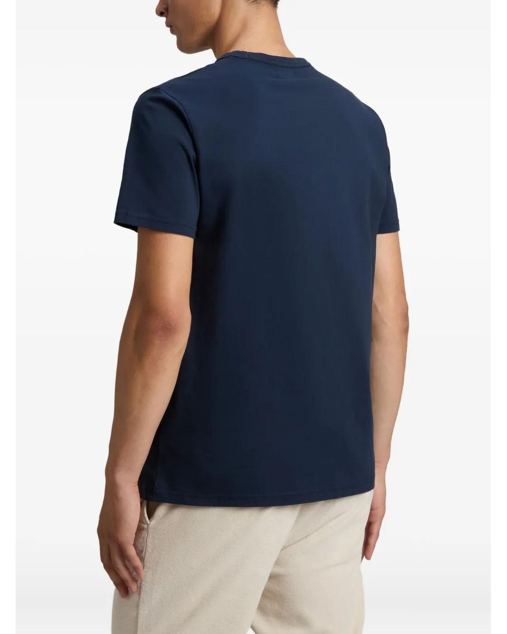 Woolrich Blue Logo-Embroidered Cotton T-Shirt for men