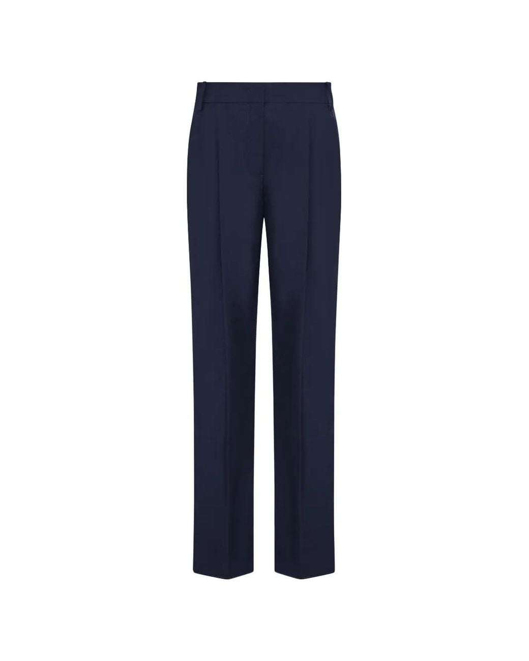 Another Tomorrow Blue Pleated Tapered-Leg Trousers