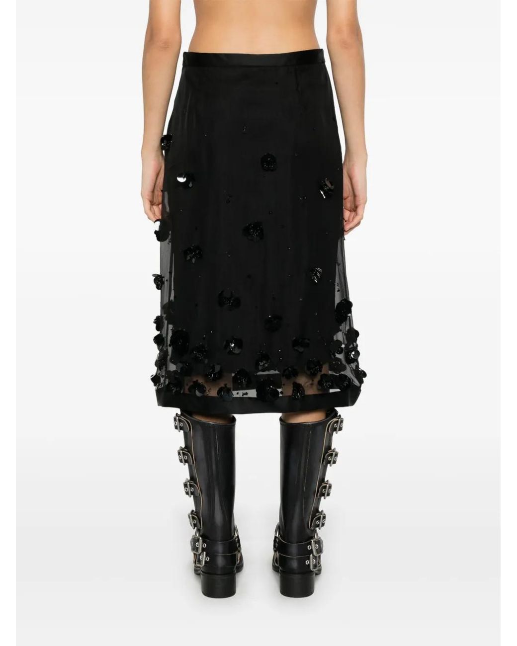 Viktor & Rolf Black Bead-Embellished Midi Skirt