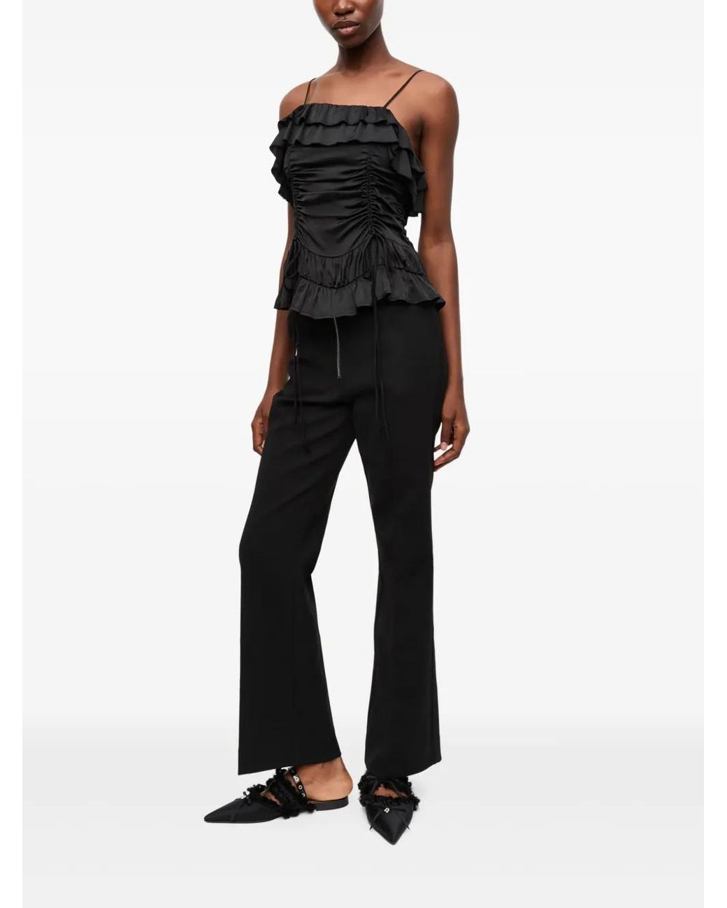 Ganni Black Draped Top