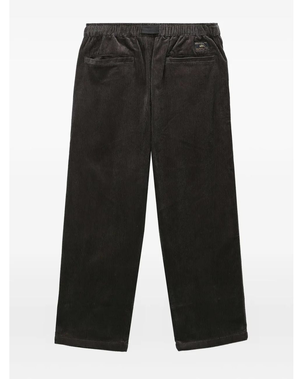 Alpha Industries Black Pleated Corduroy Trousers for men