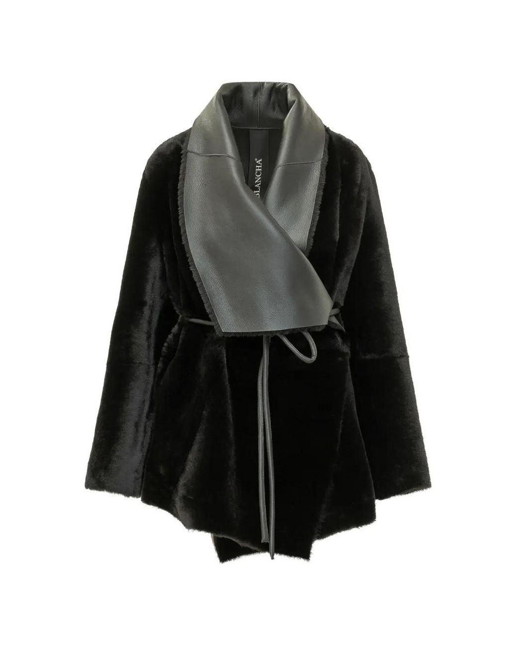 Blancha Black Belted Shearling Jacket