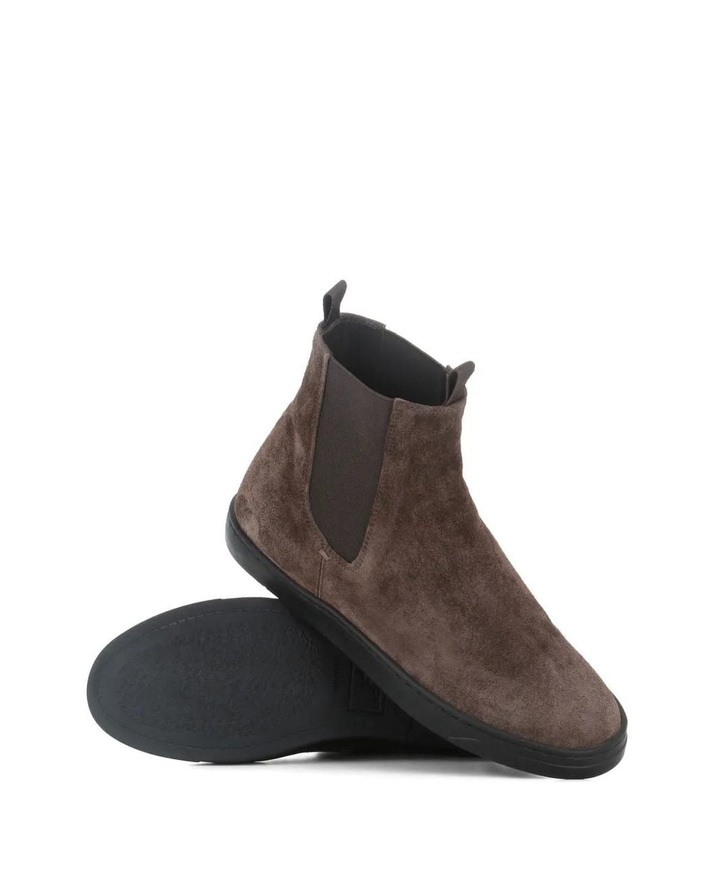Officine Creative Brown Suede Pull-Tab Chelsea Boots