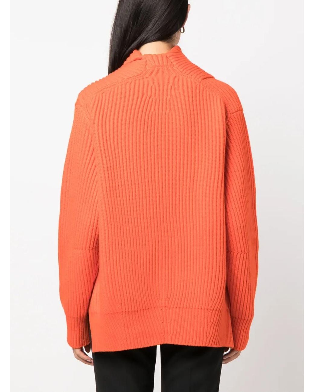 Jil Sander Orange Long Sleeves Foulard Neck Cardigan