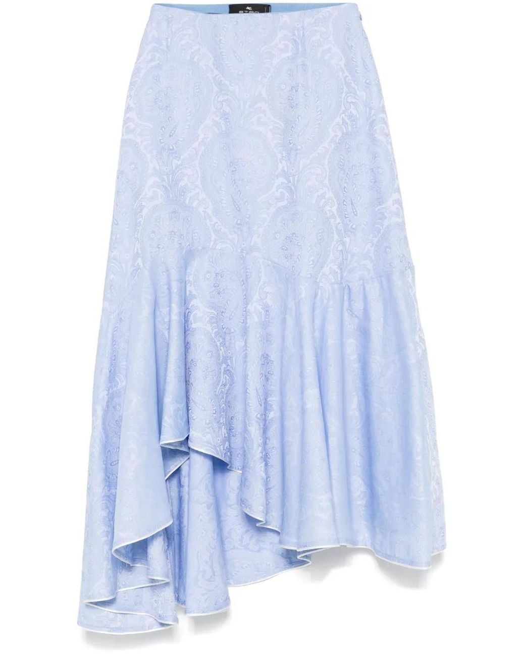 Etro Blue Cotton Skirt With Decorative Pattern