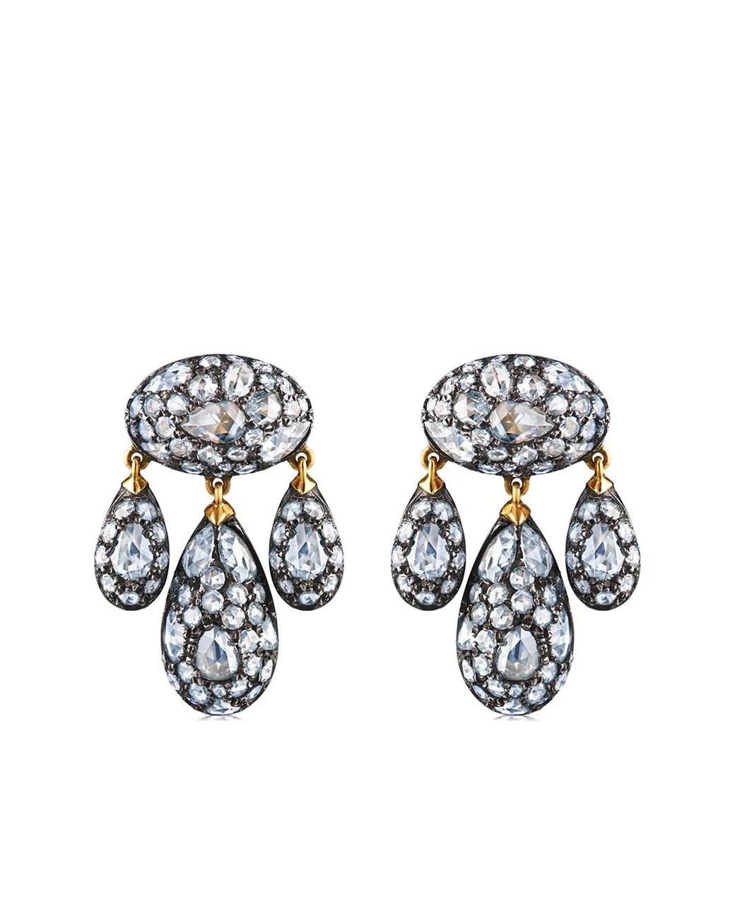 Fred Leighton White 18Kt Diamond Modern Girandole Pendant Earrings