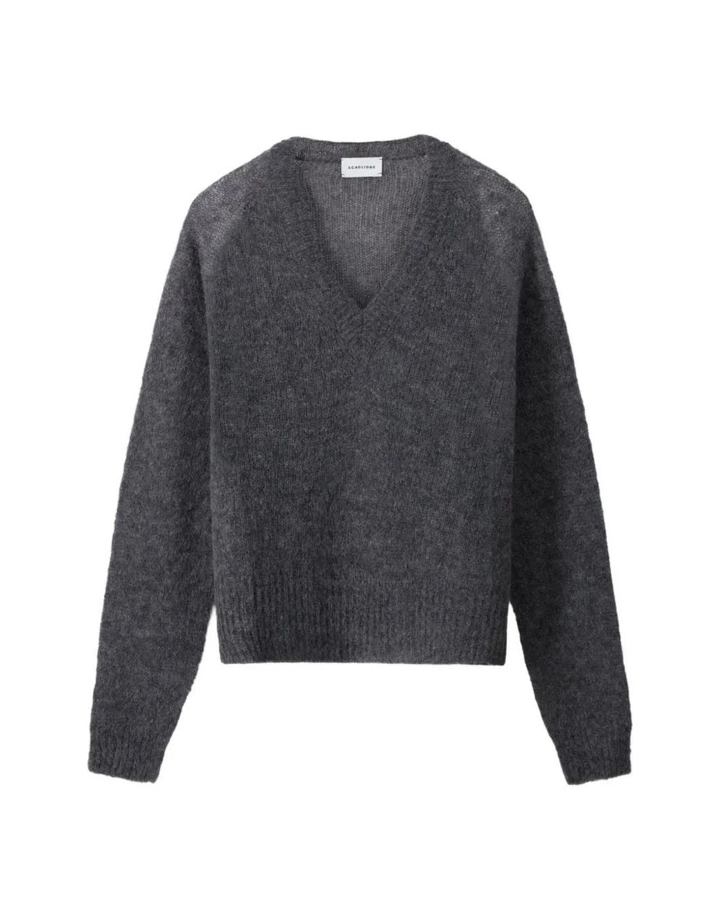 Scaglione Gray V-Neck Boxy-Fit Sweater