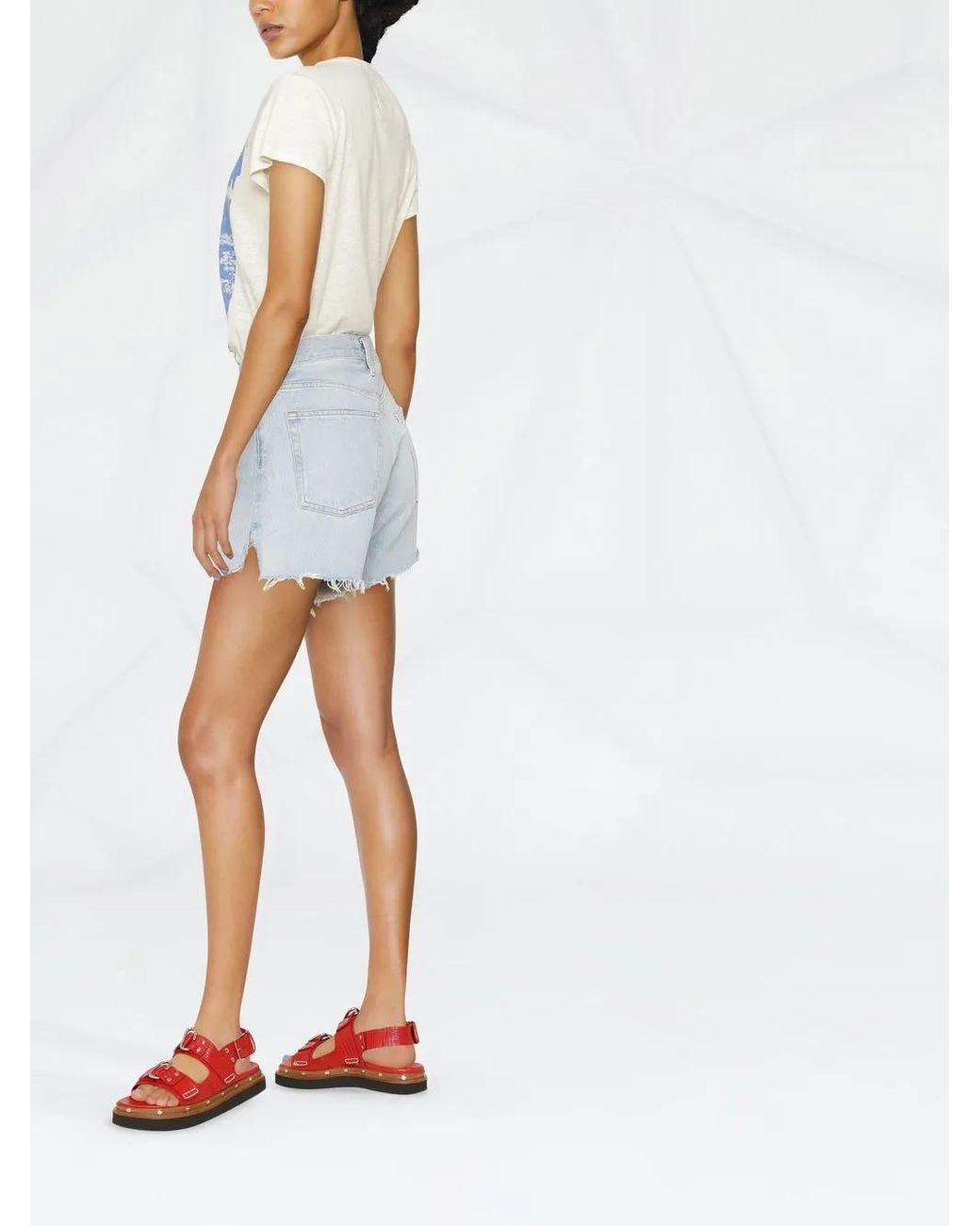 Agolde Shorts Met Franje in het Blue