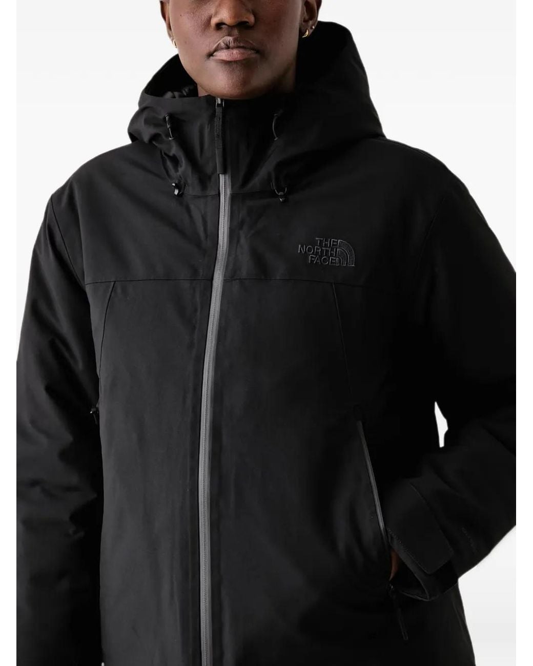The North Face Black Hooded Logo-Embroidered Jacket