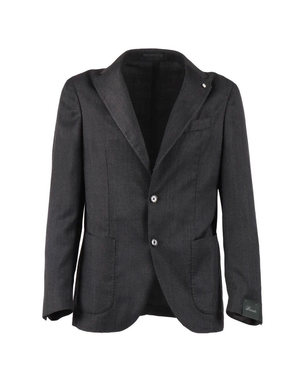 Brando Black Peak Lapel Jacket for men