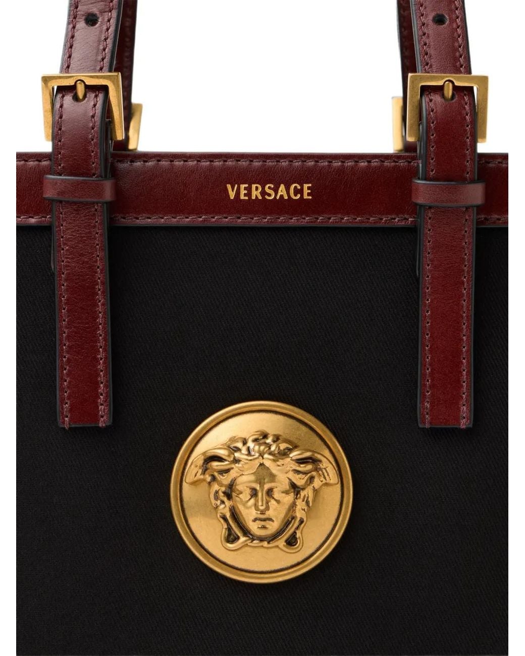 Versace Black Cabas En Toile Rivière Mini