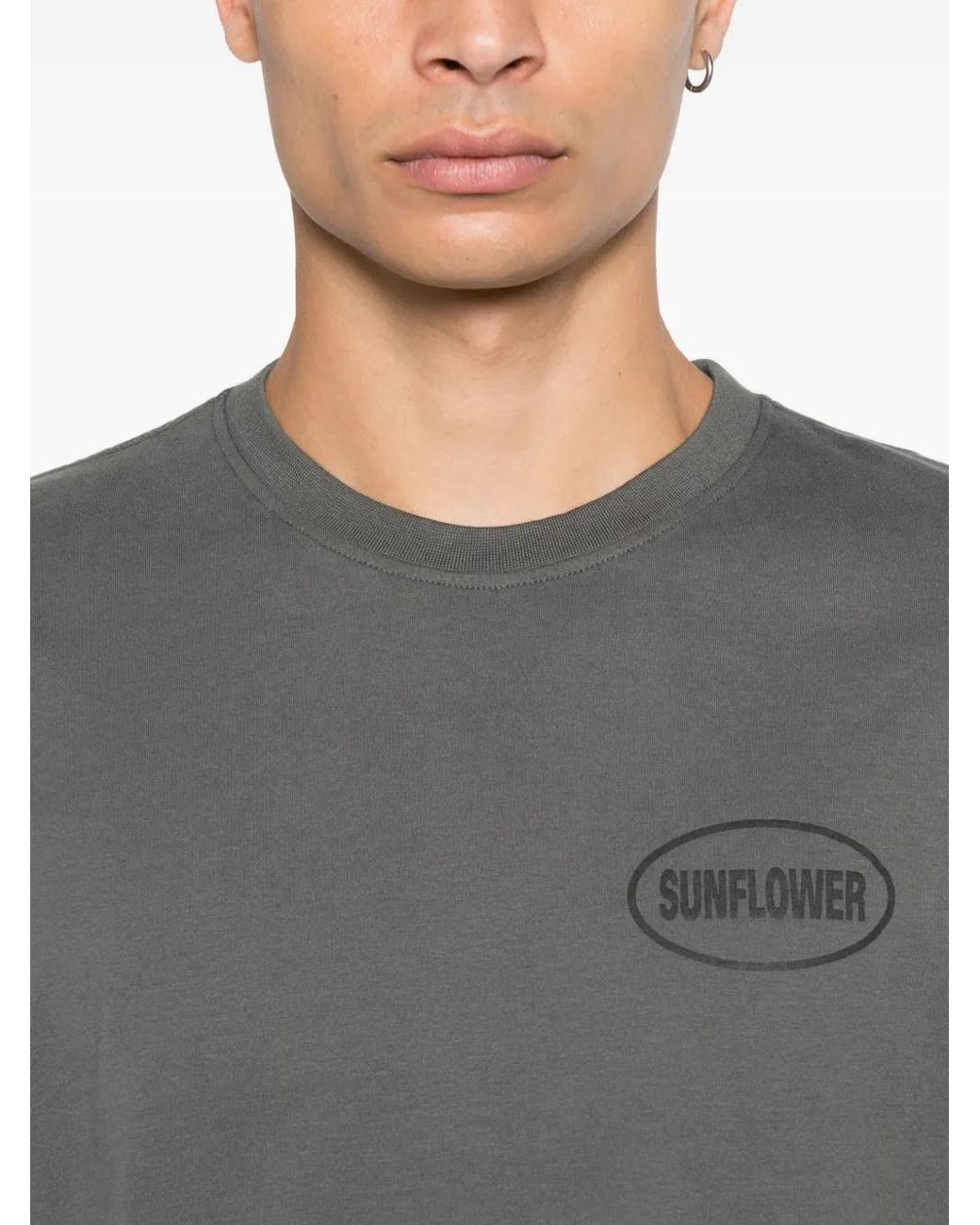 sunflower Gray Oval-Logo Cotton T-Shirt for men