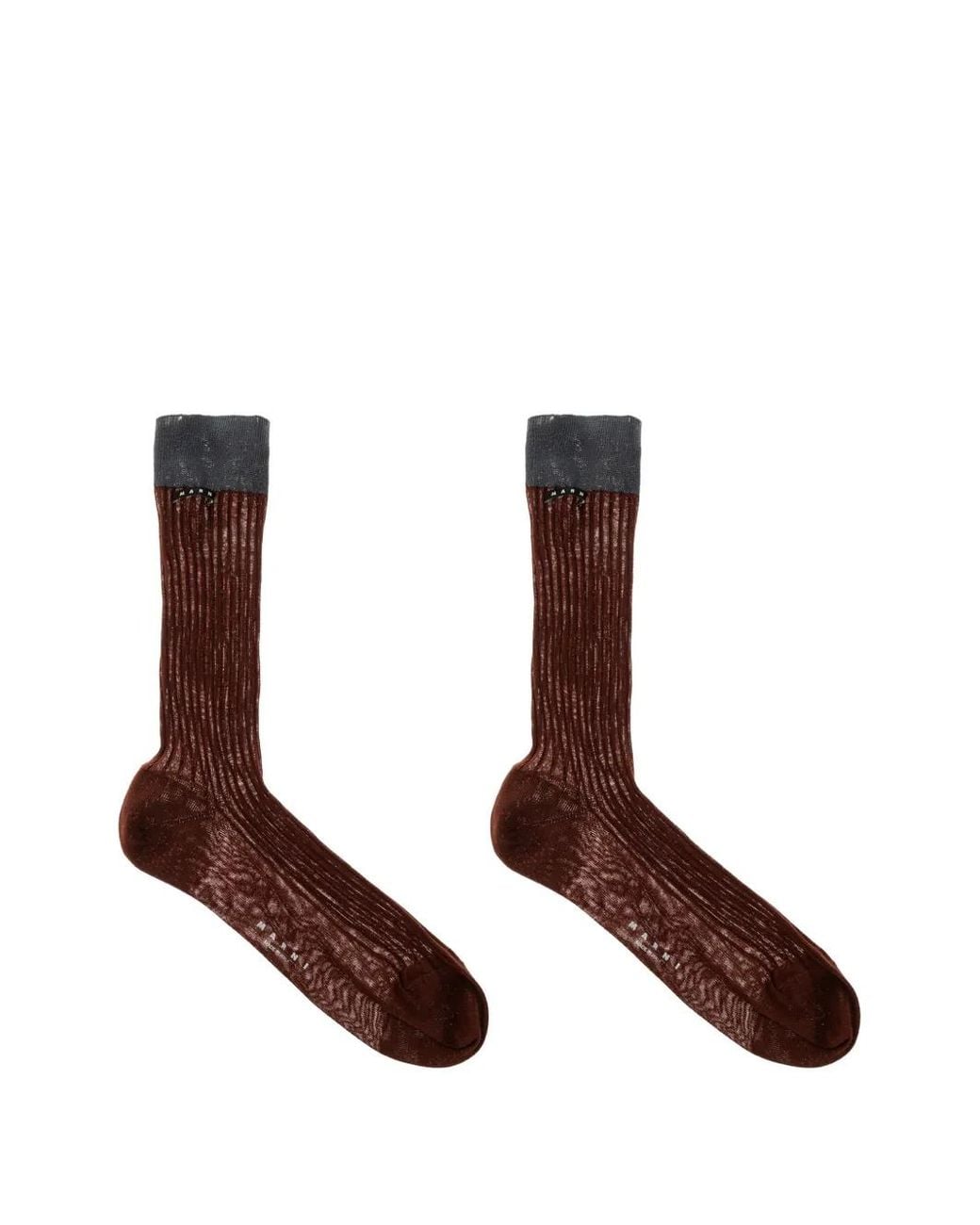 Marni Brown Ribbed-Knit Socks for men