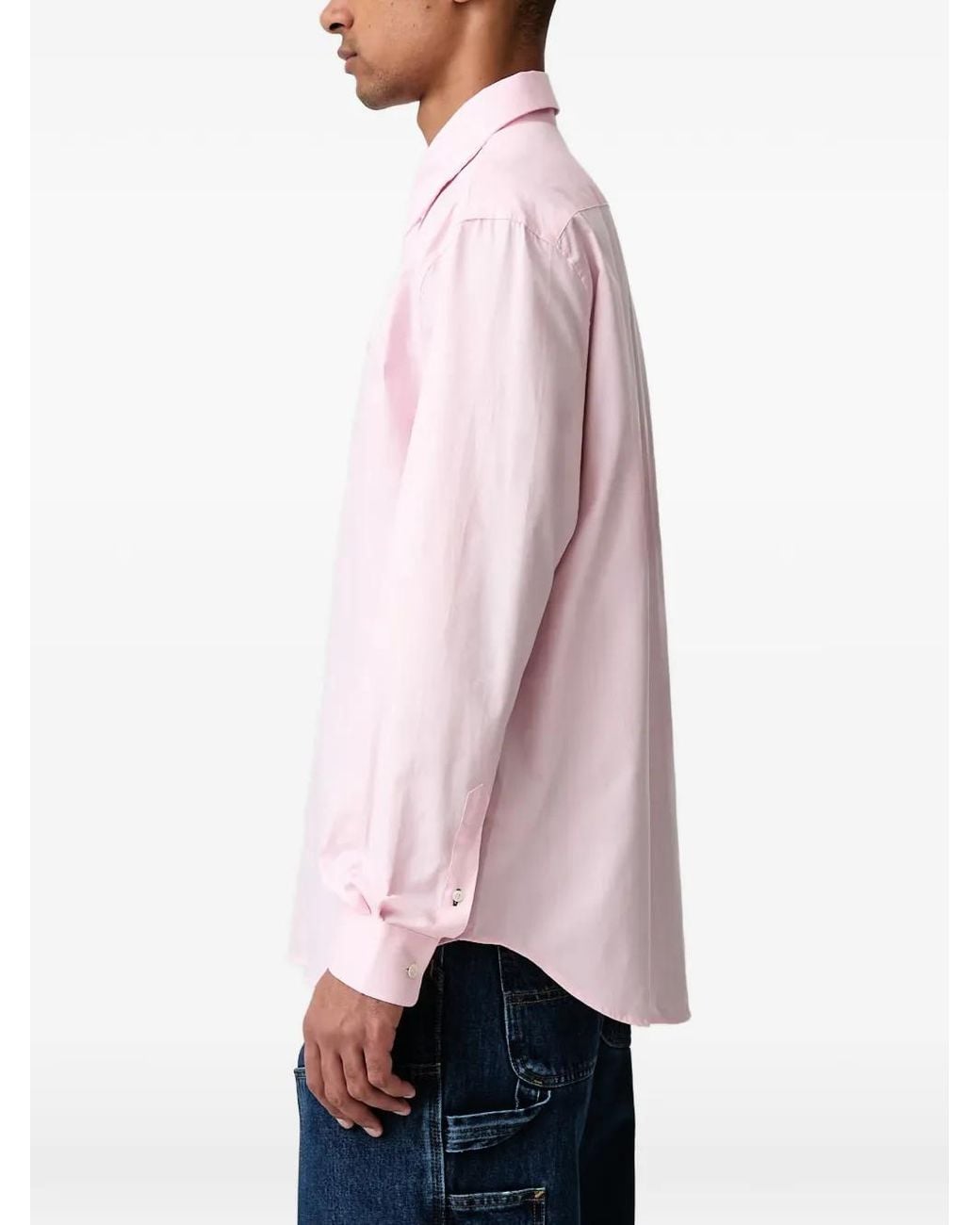 Lacoste Pink Logo-Patch Button-Down Shirt for men