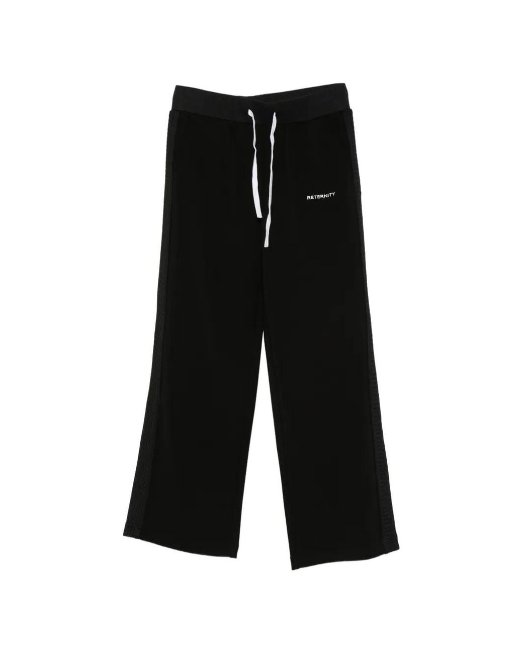RETERNITY Black Logo-Print Drawstring Track Pants for men