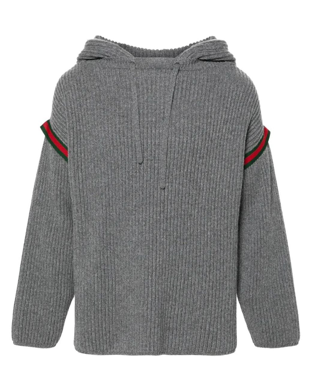 Gucci Gray Oversize Wool Cashmere Sweater With Hood for men