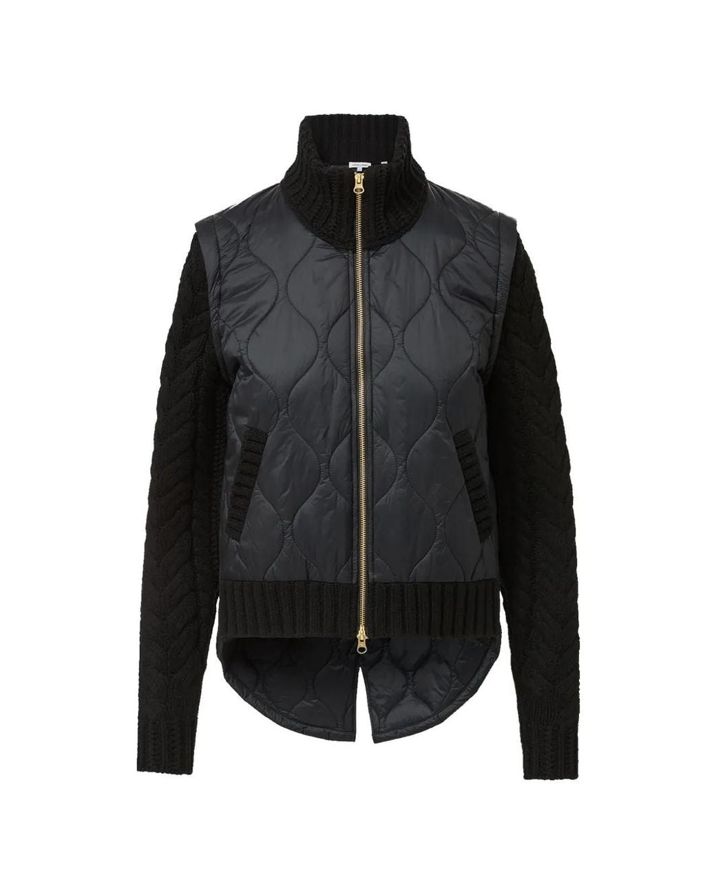 Veronica Beard Black Patra Quilted Cable-Knit Jacket