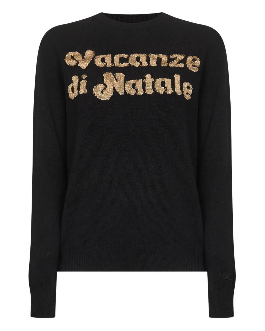 Mc2 Saint Barth Black Jacquard-Lettering Long-Sleeve Sweater