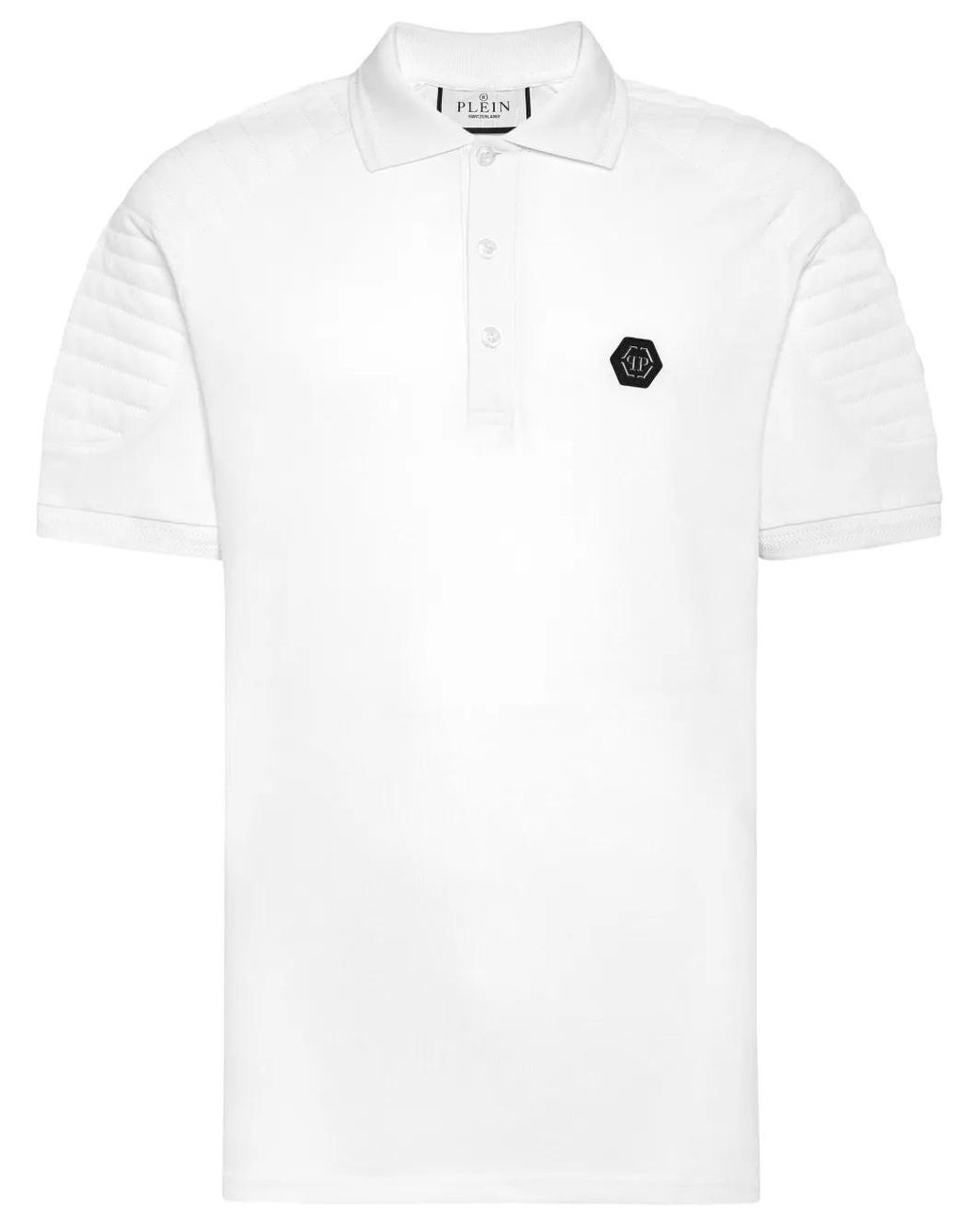 Philipp Plein White Logo-Appliqué Polo Shirt for men