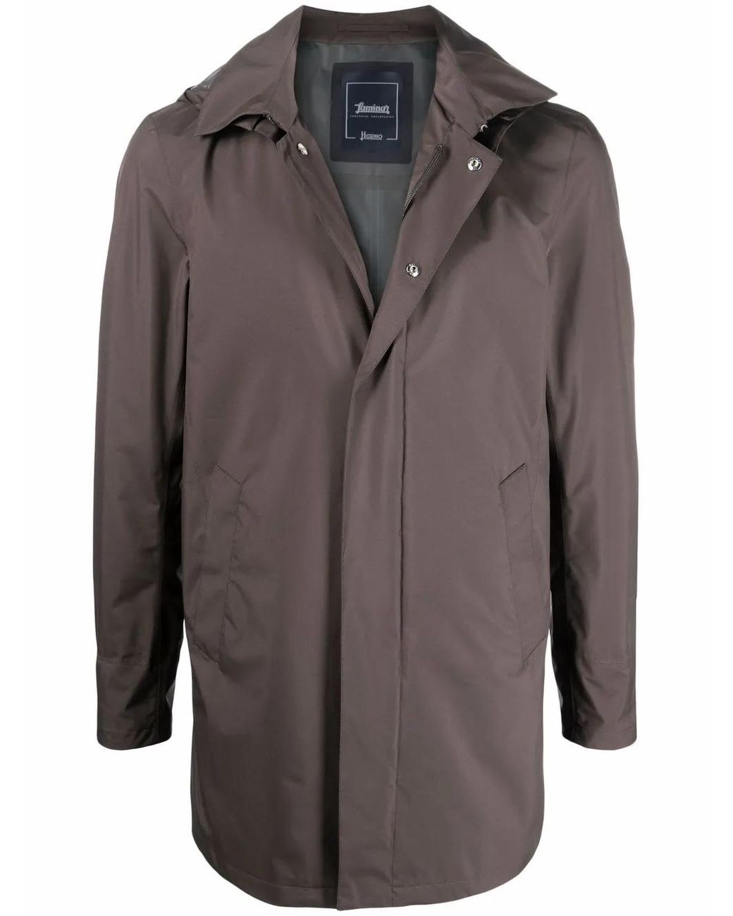 Herno Gray Hooded Zip-Up Raincoat for men