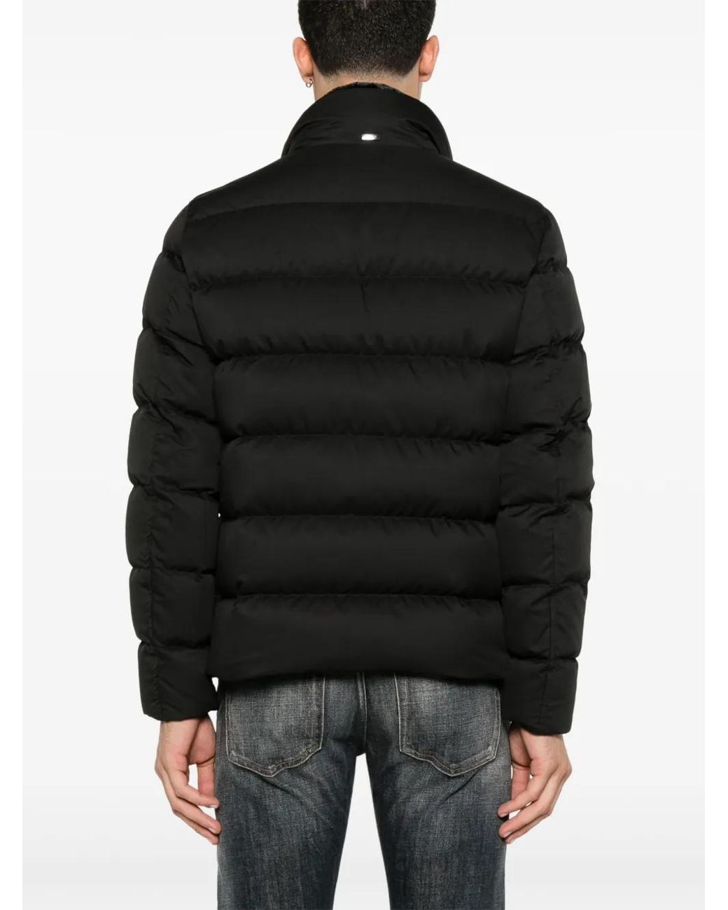 Herno Black Nylon Short Down Jacket for men