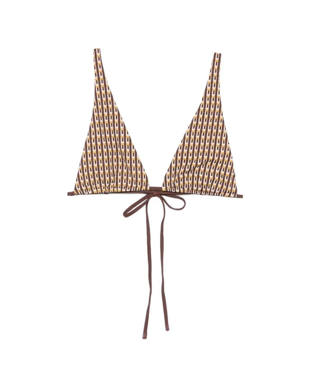 Sir White Geometric-Print Bikini Top