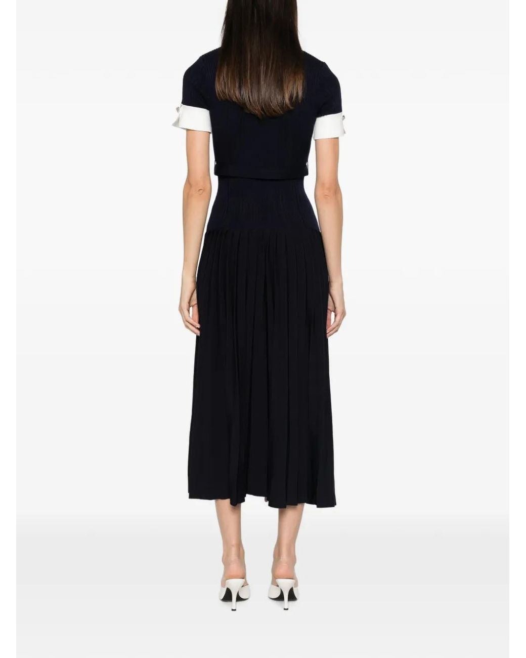 Self-Portrait Black Rib Knit Midi Dress