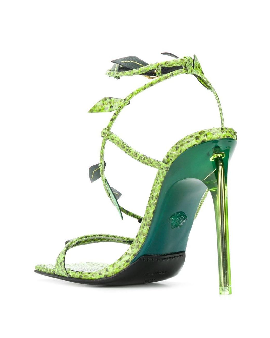 Versace Antheia Leaf-embellished Stiletto Sandals in Green | Lyst