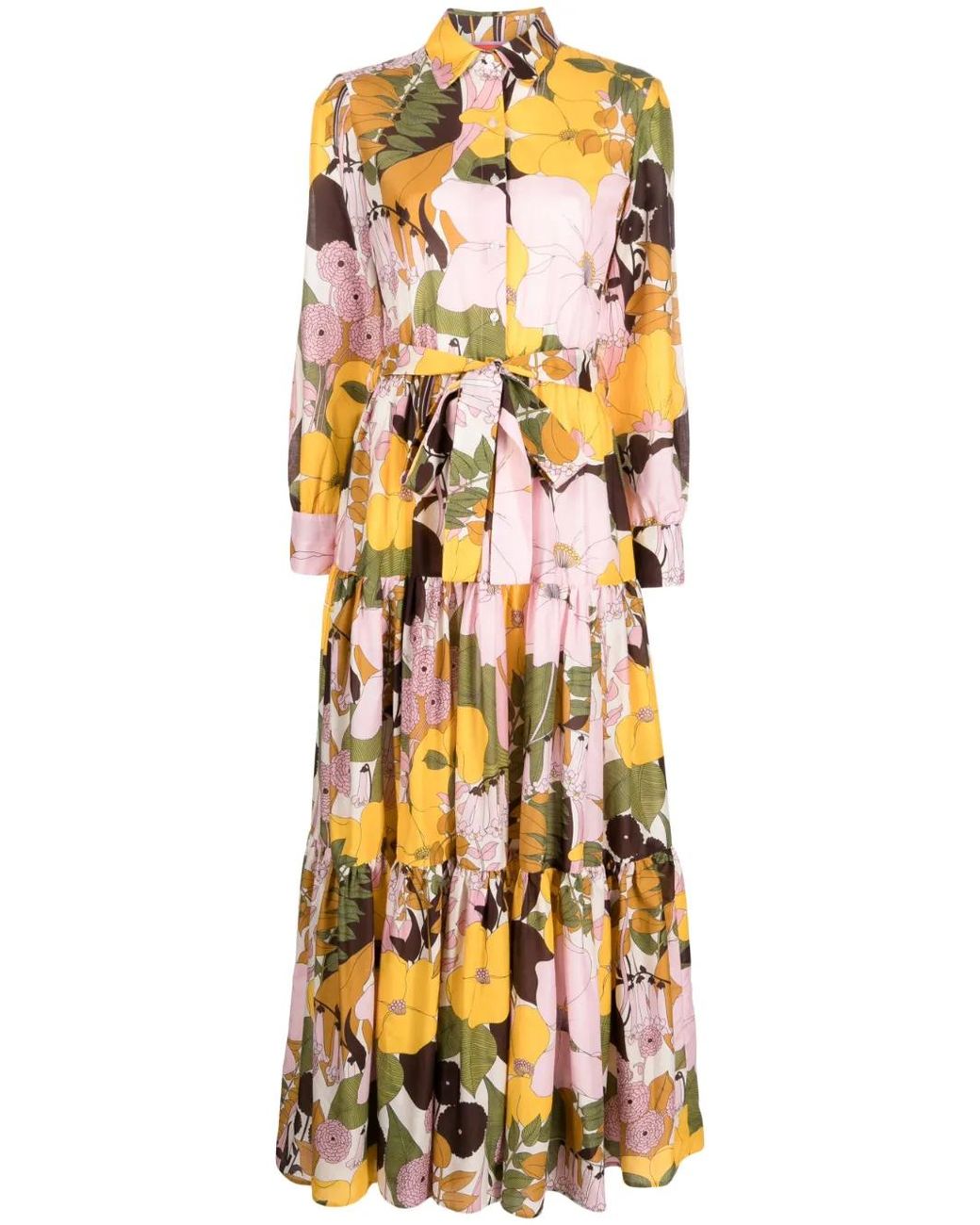 LaDoubleJ Metallic Bellini Floral-Print Shirtdress