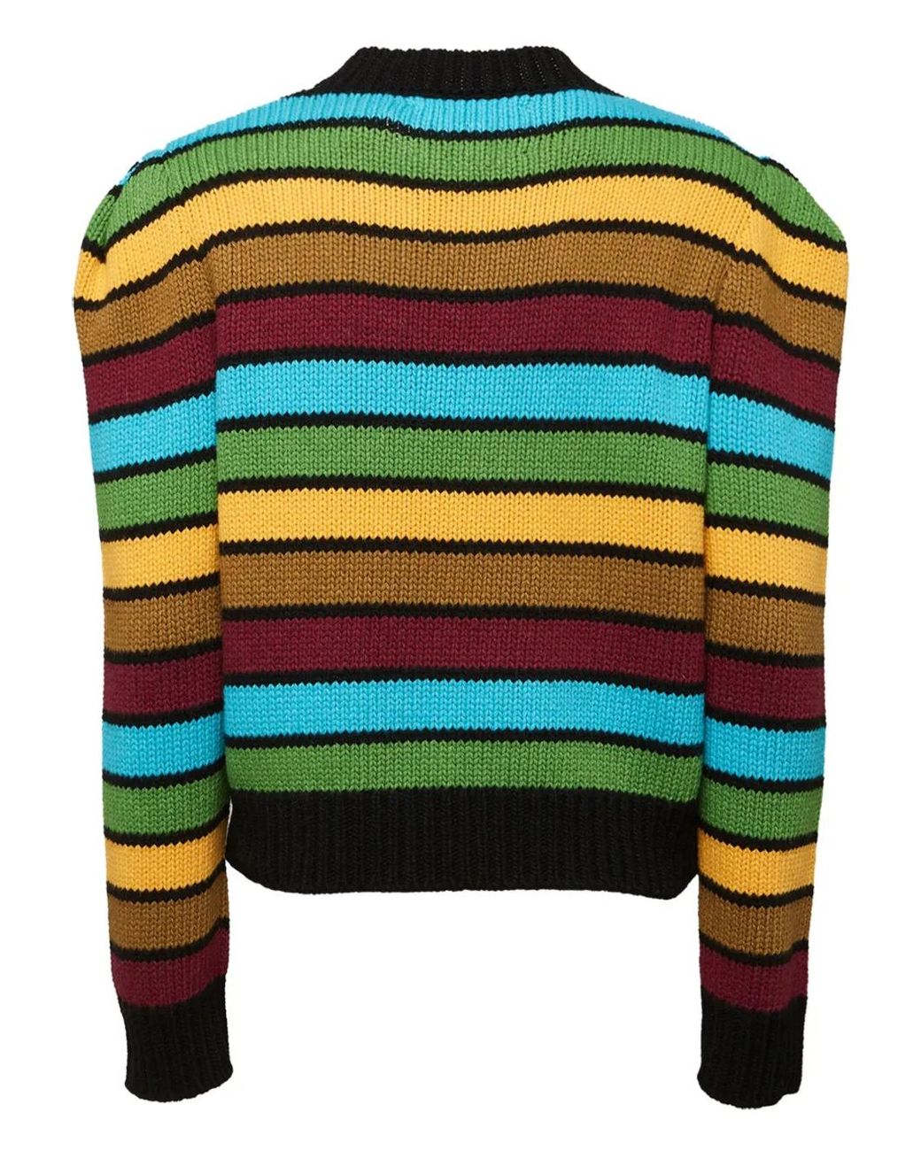 LaDoubleJ Green Luxuriöser Regenbogenstreifen Pullover