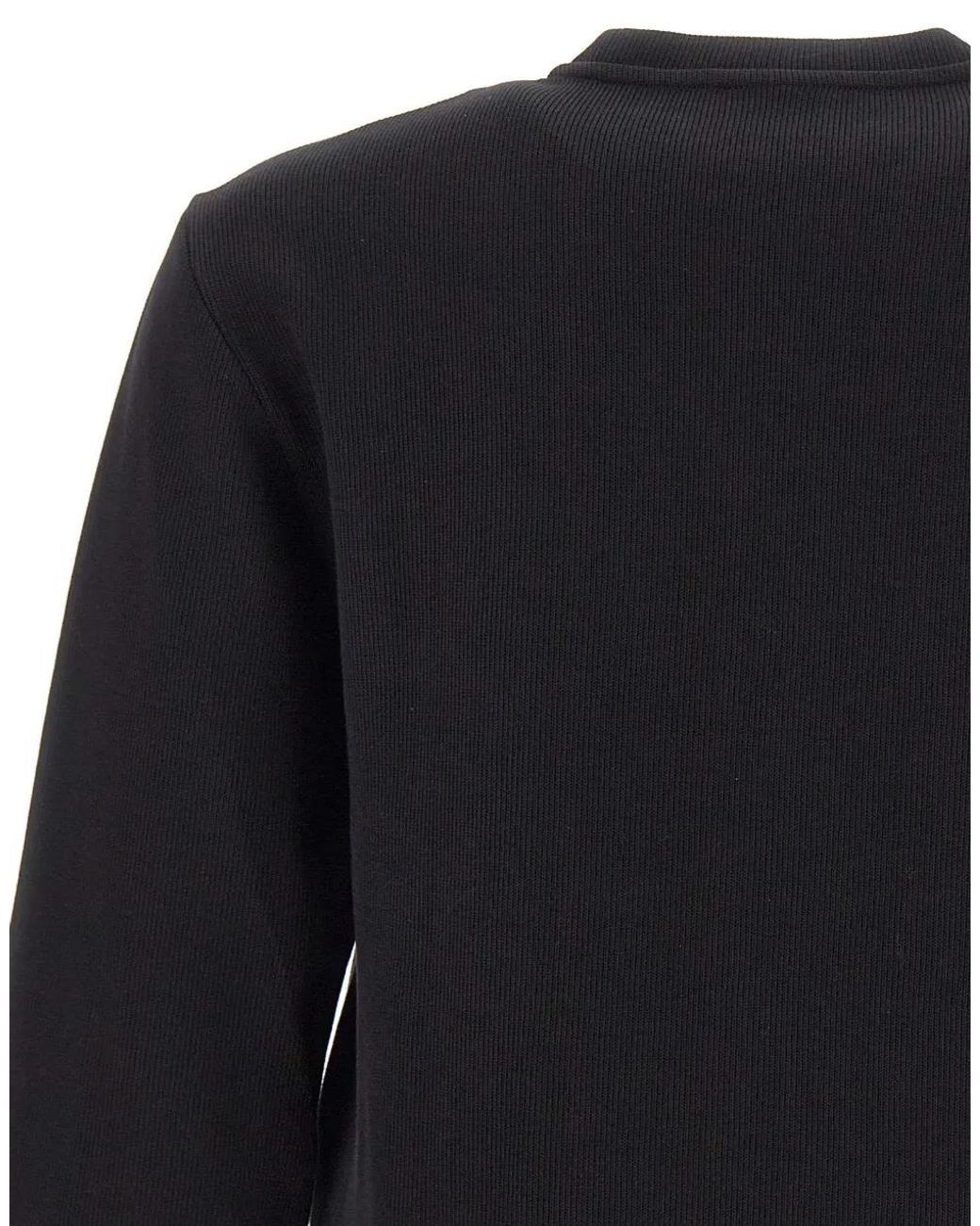 EA7 Blue Logo-Patch Ribbed Sweatshirt for men