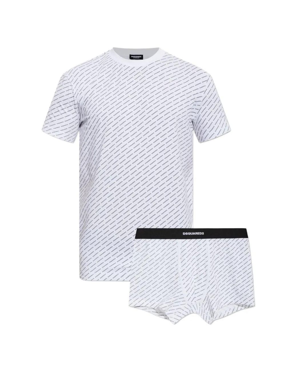 DSquared² White Logo-Print T-Shirt And Boxers Set for men