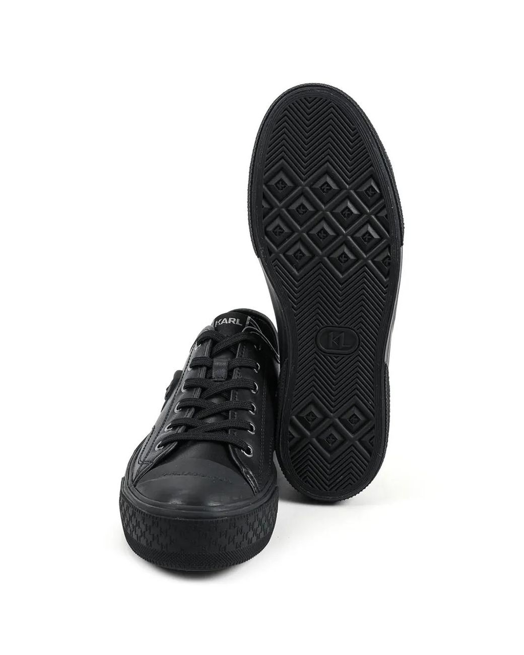 Karl Lagerfeld Black Leather Sneakers for men