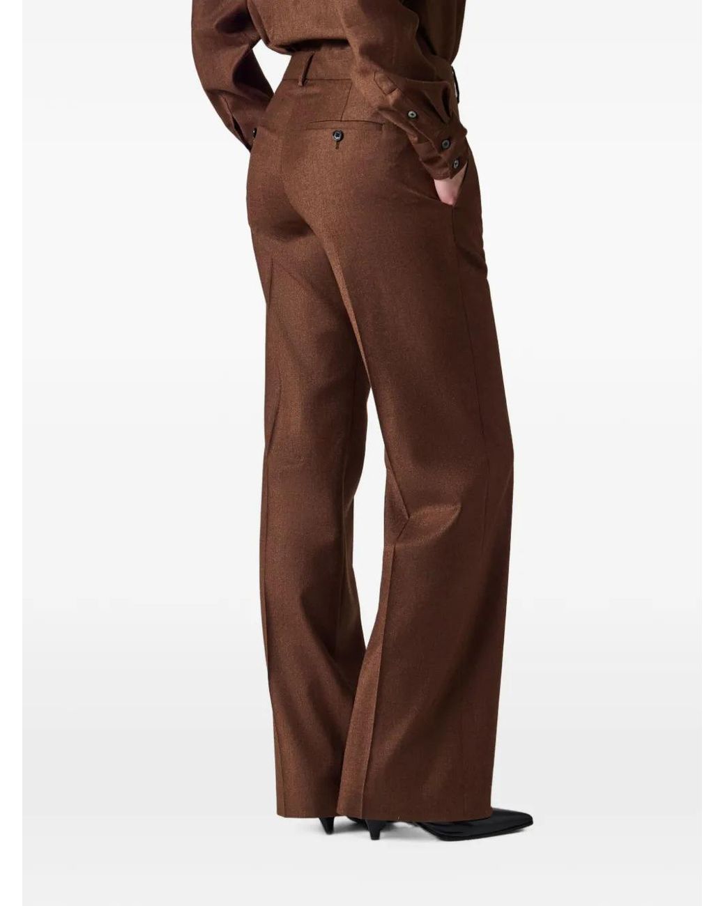 Paul Smith Brown Wool-Cashmere Flannel Bootcut Trousers