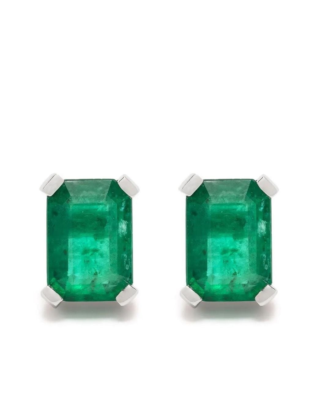 SHAY Green 18Kt Emerald Diamond Halo Stud Earrings for men