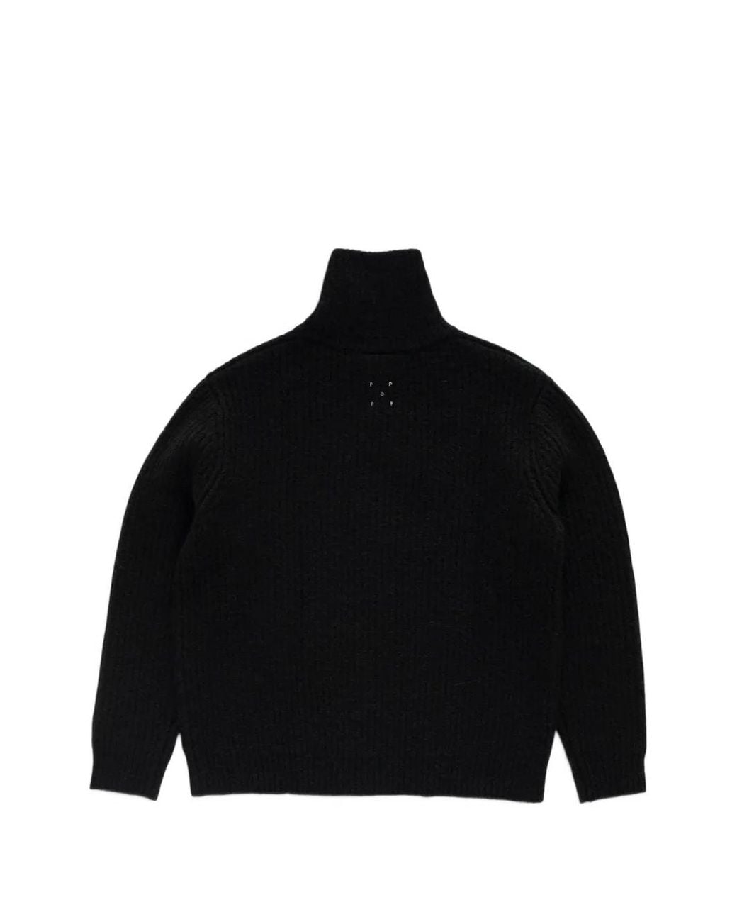 Pop Trading Co. Black Ribbed-Knit Zip-Up Sweater for men
