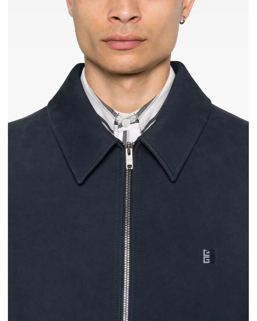 Givenchy Blue Leather Jacket for men