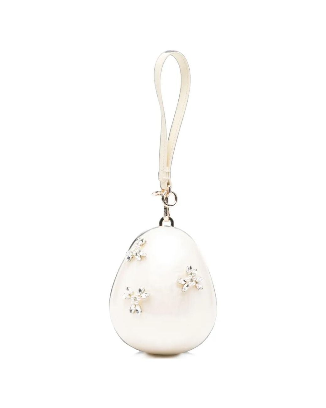 Simone Rocha White Crystal-Embellished Egg Tote Bag