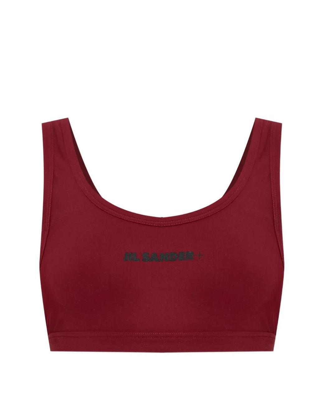 Jil Sander Red Logo-Print Scoop-Neck Bra