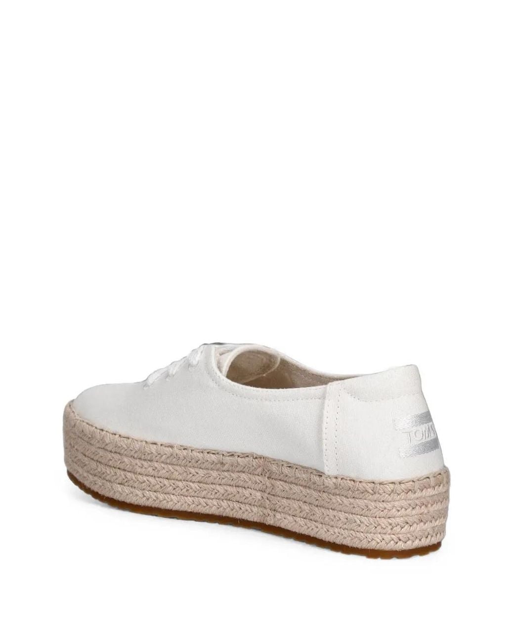 TOMS White Valencia Platform Braided-Sole Sneakers