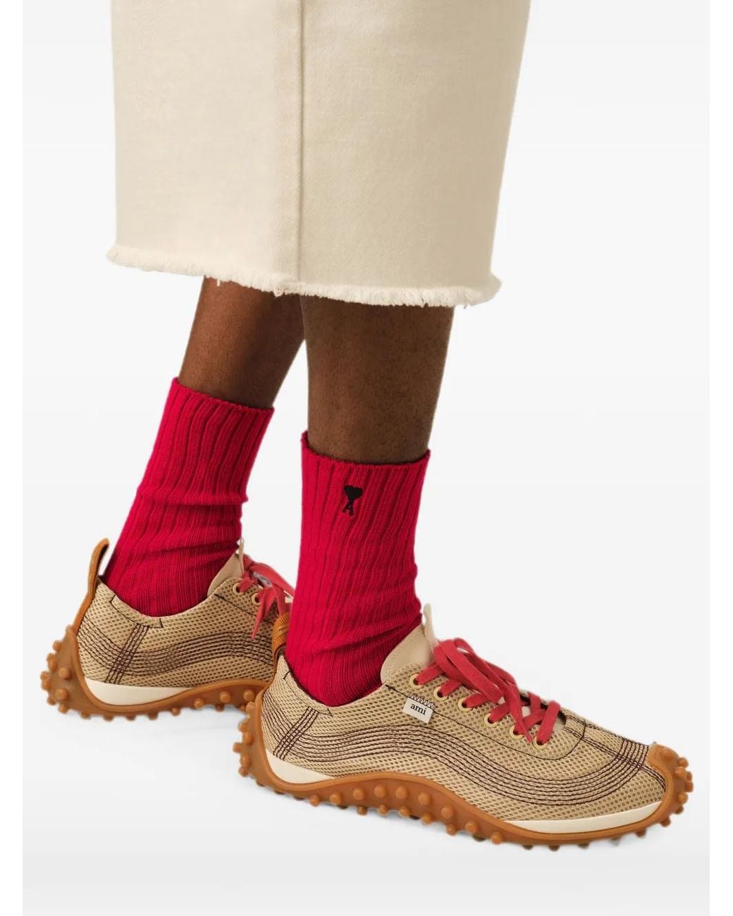 AMI Red Cotton Socks With Ami De Coeur