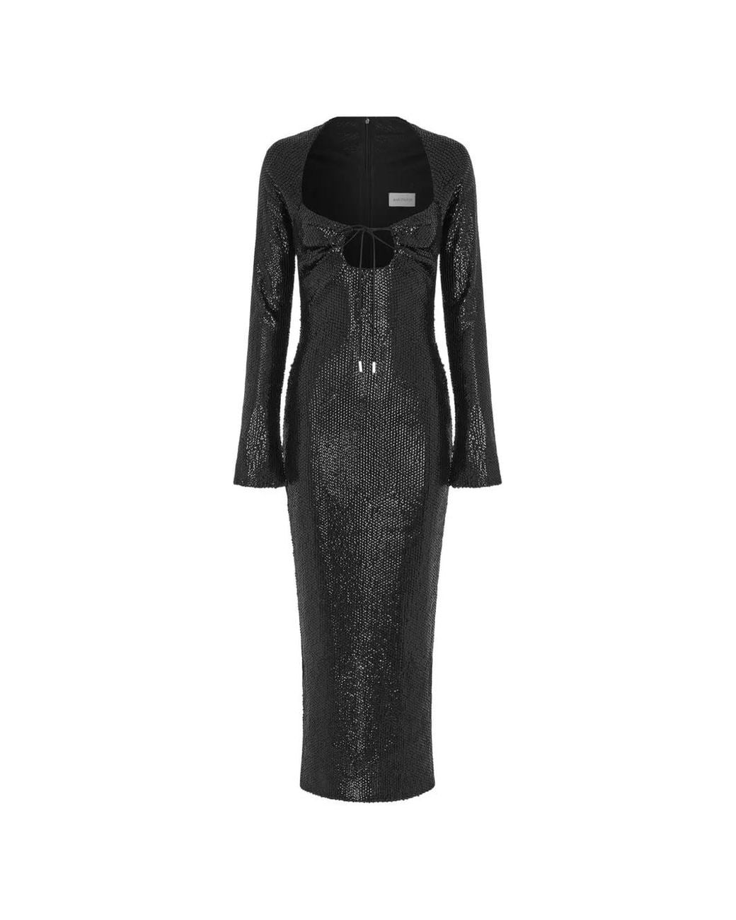 16Arlington Black Amiata Diamond-Sequin Midi Dress