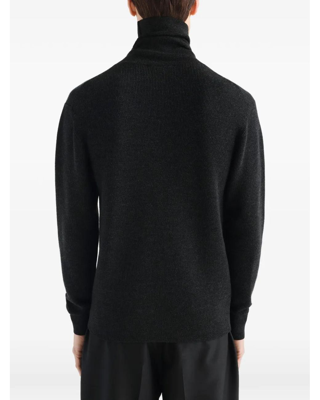 Lemaire Black Stand-Collar Sweater for men