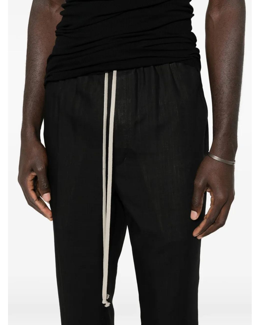 Pantalones Drawstring Slim Long Rick Owens de hombre de color Black
