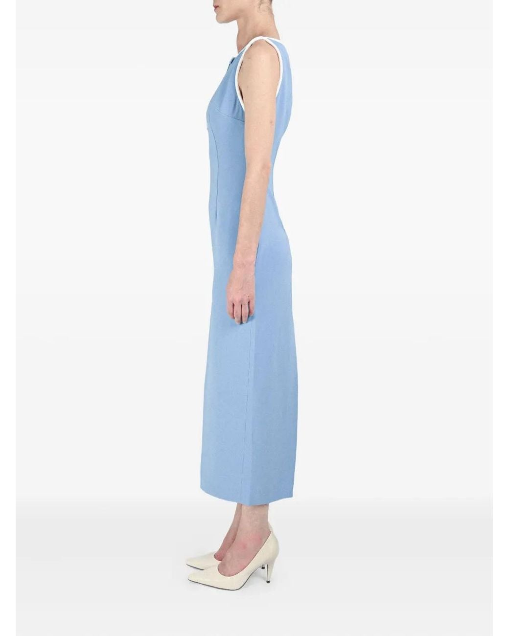 ROWEN ROSE Blue Hole-Detail Maxi Dress