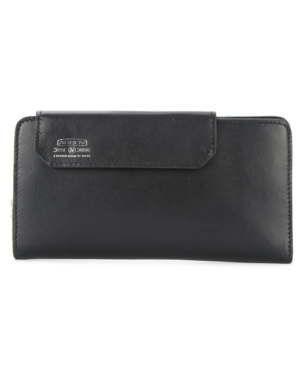 As2ov Black Front Flap Wallet for men